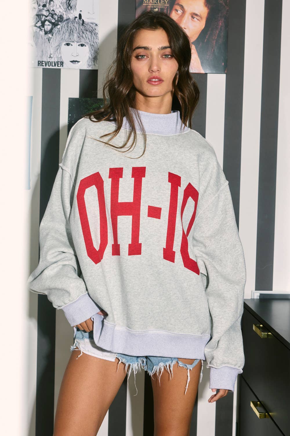 'OH-IO & OH' Reversible Mockneck Sweatshirt