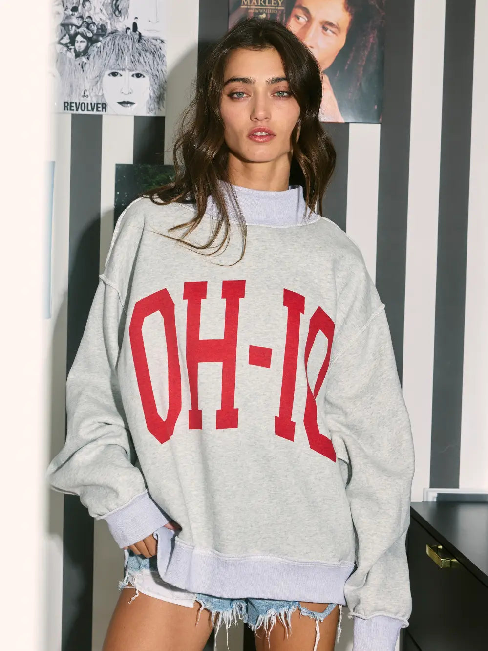 'OH-IO & OH' Reversible Mockneck Sweatshirt