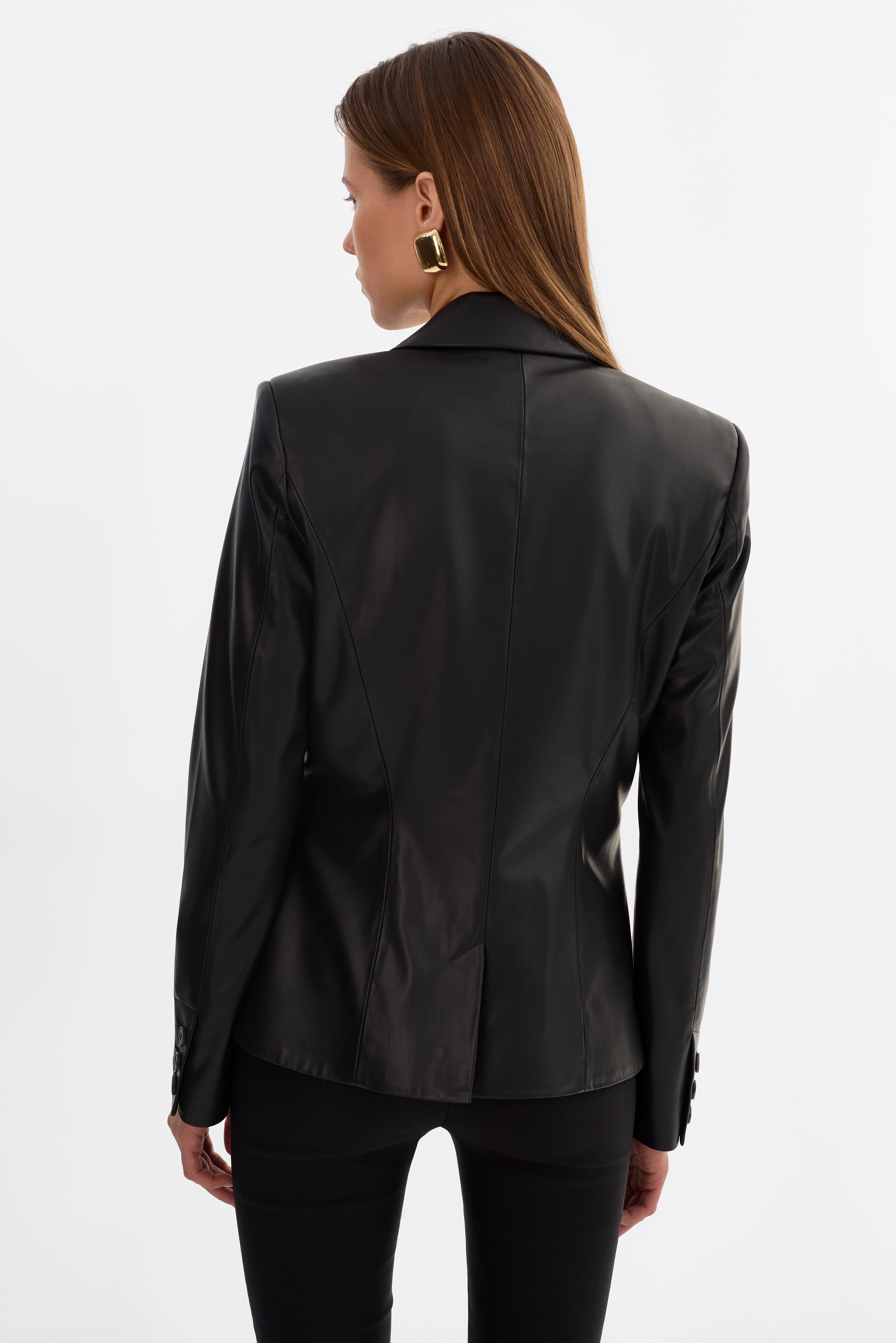 Davie Faux Leather Blazer