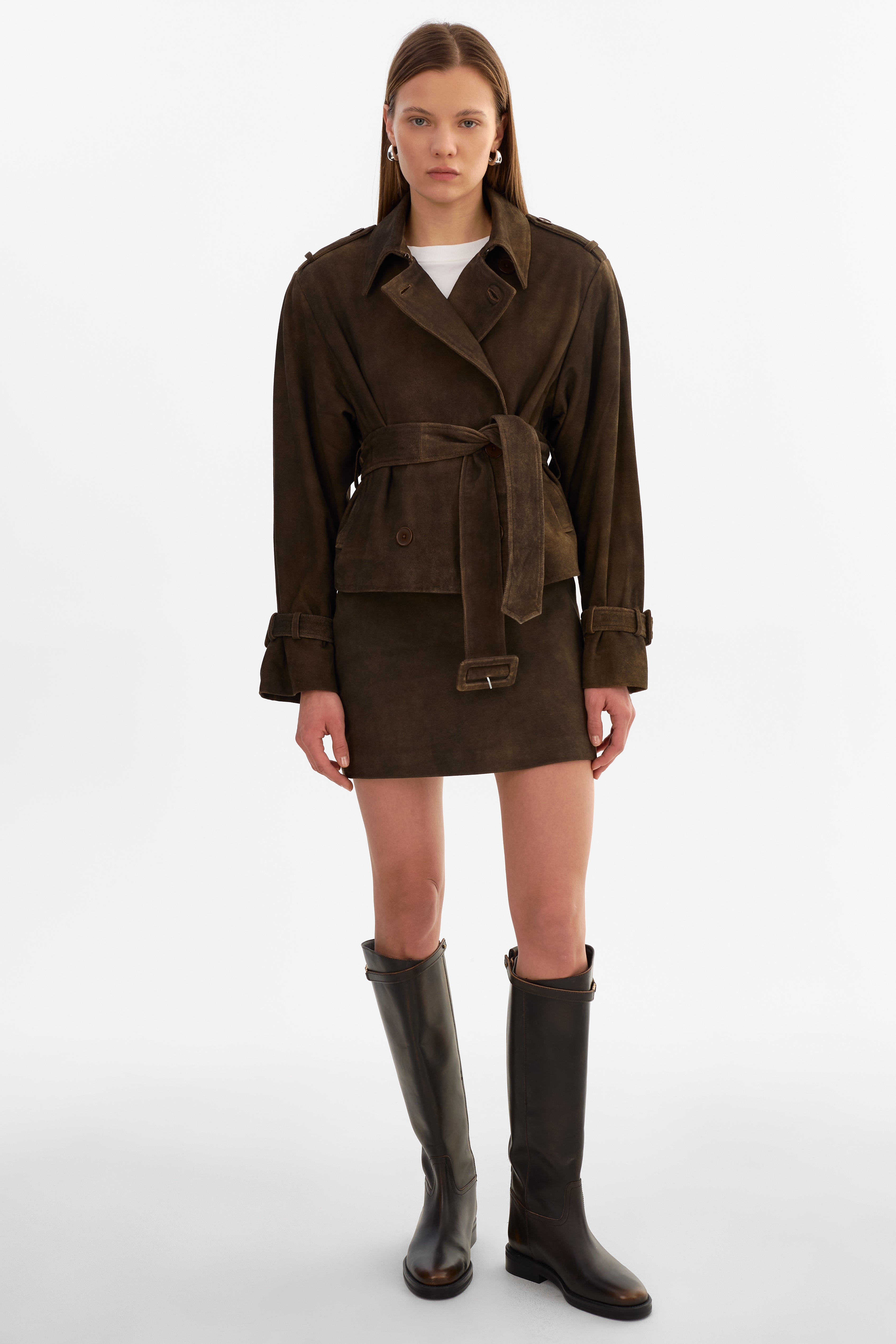 Dhana Short Suede Trench Coat