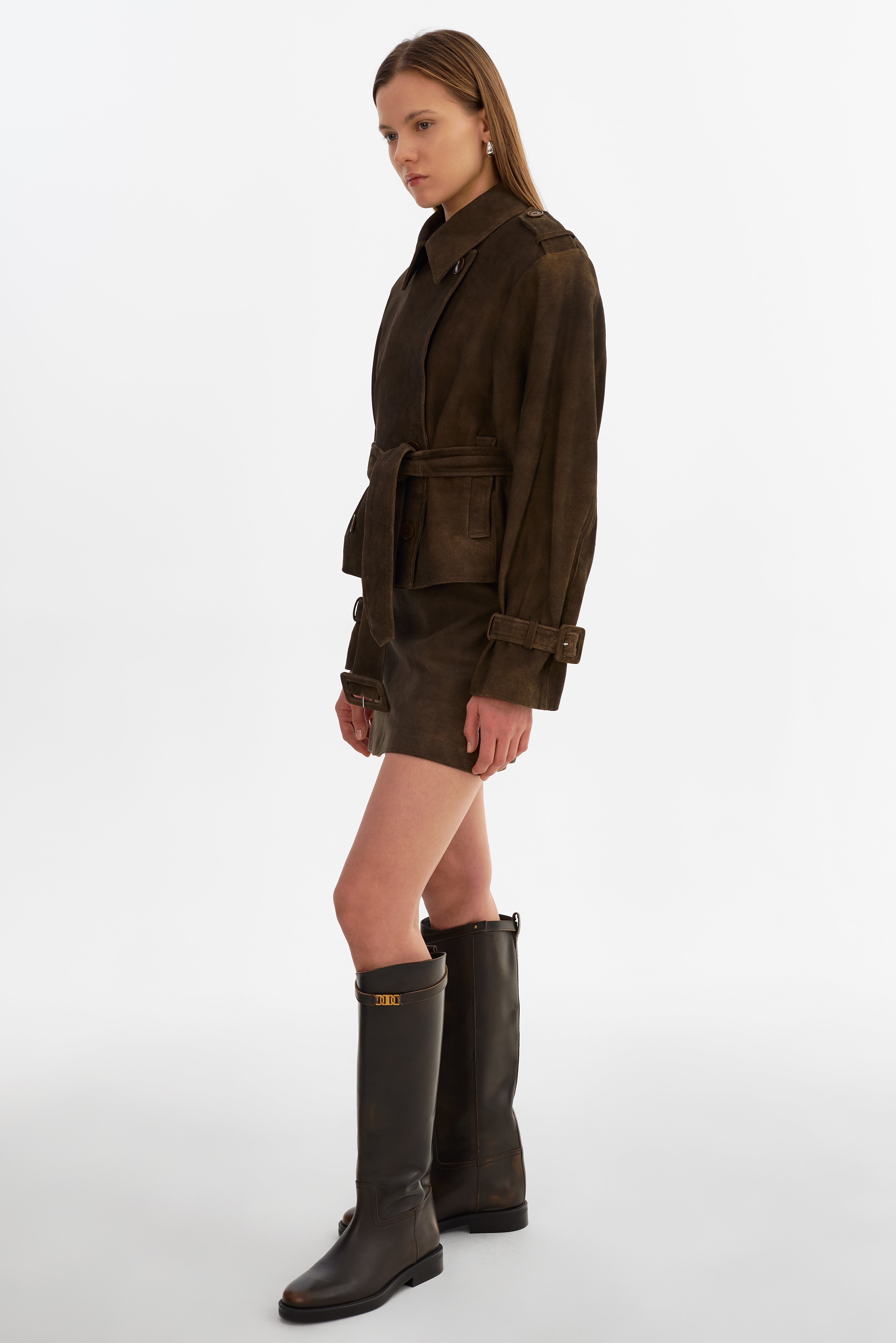 Dhana Short Suede Trench Coat