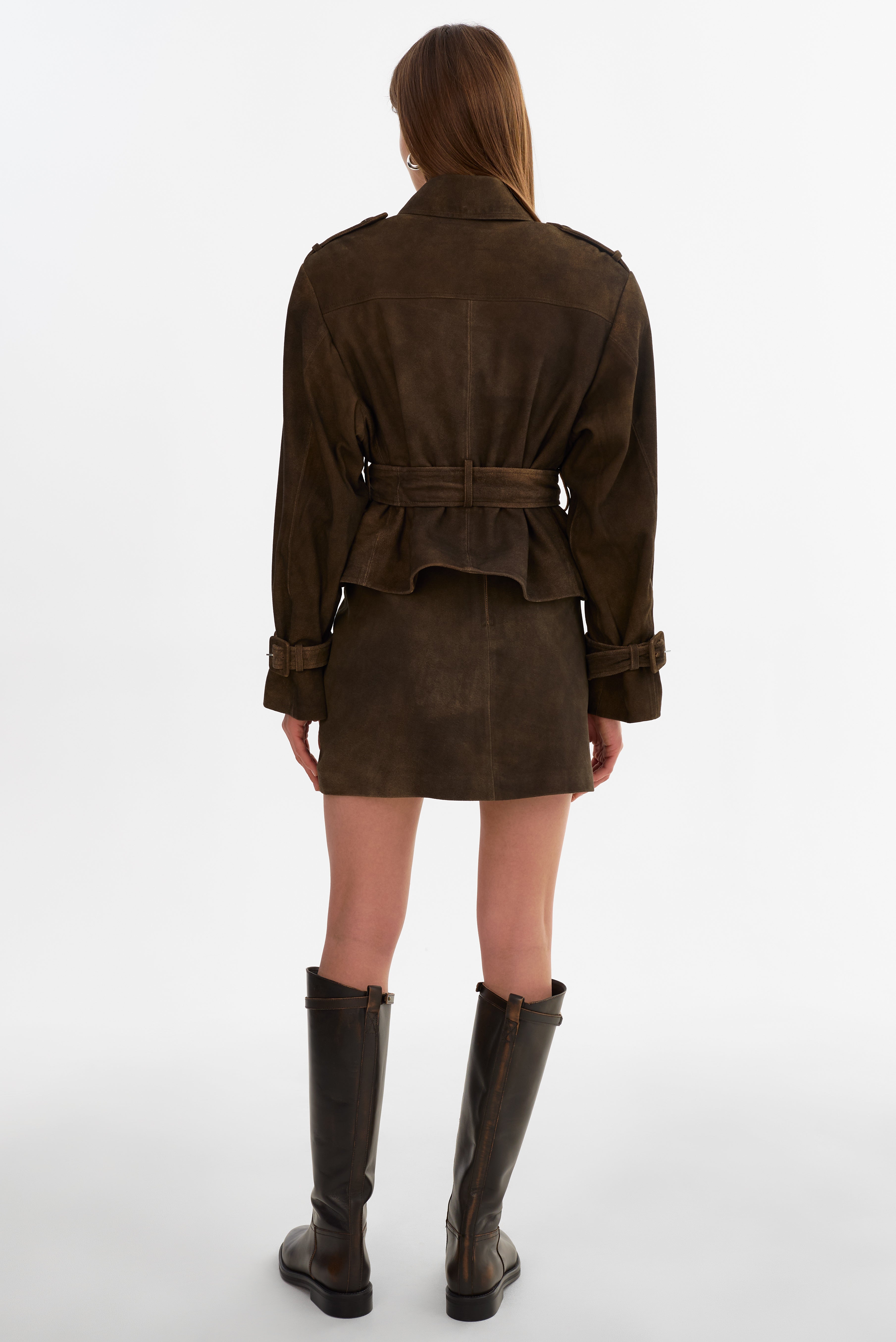 Dhana Short Suede Trench Coat
