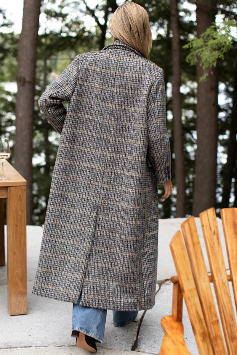 Emerson Layering Wooly Plaid Maxi Coat