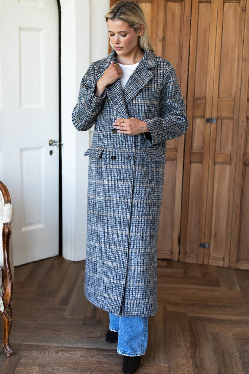 Emerson Layering Wooly Plaid Maxi Coat