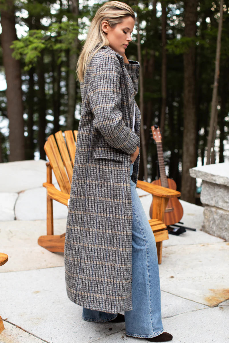 Emerson Layering Wooly Plaid Maxi Coat