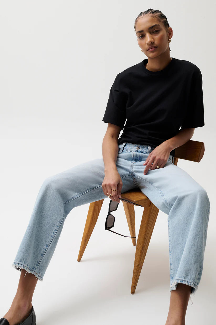 Lexi Mid Rise Bowed Straight Denim
