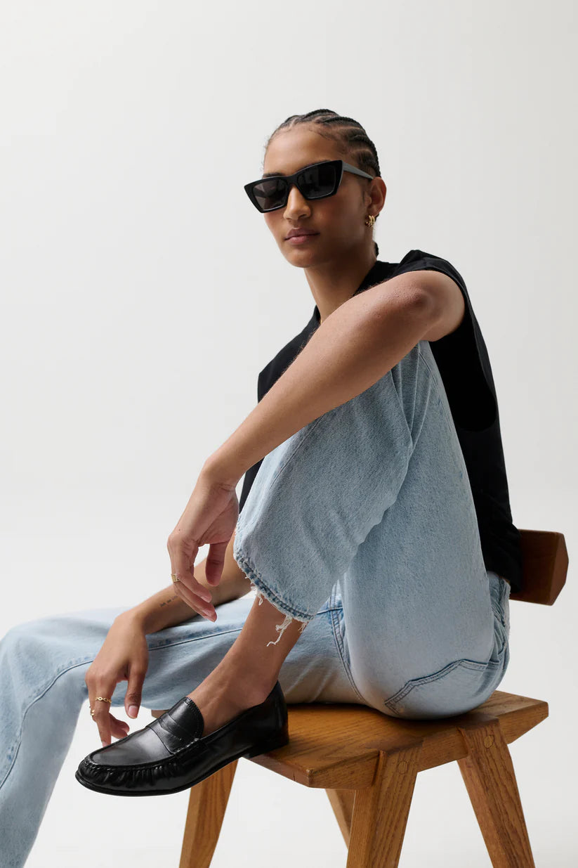 Lexi Mid Rise Bowed Straight Denim