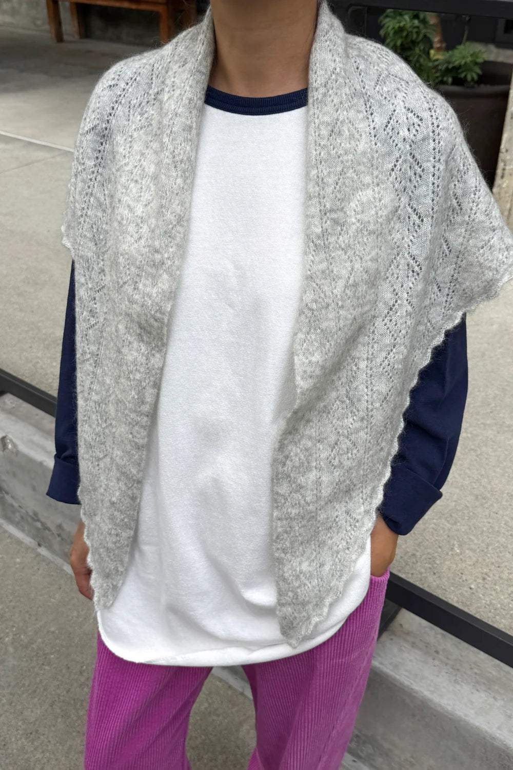 Monhair Pointelle Shawl