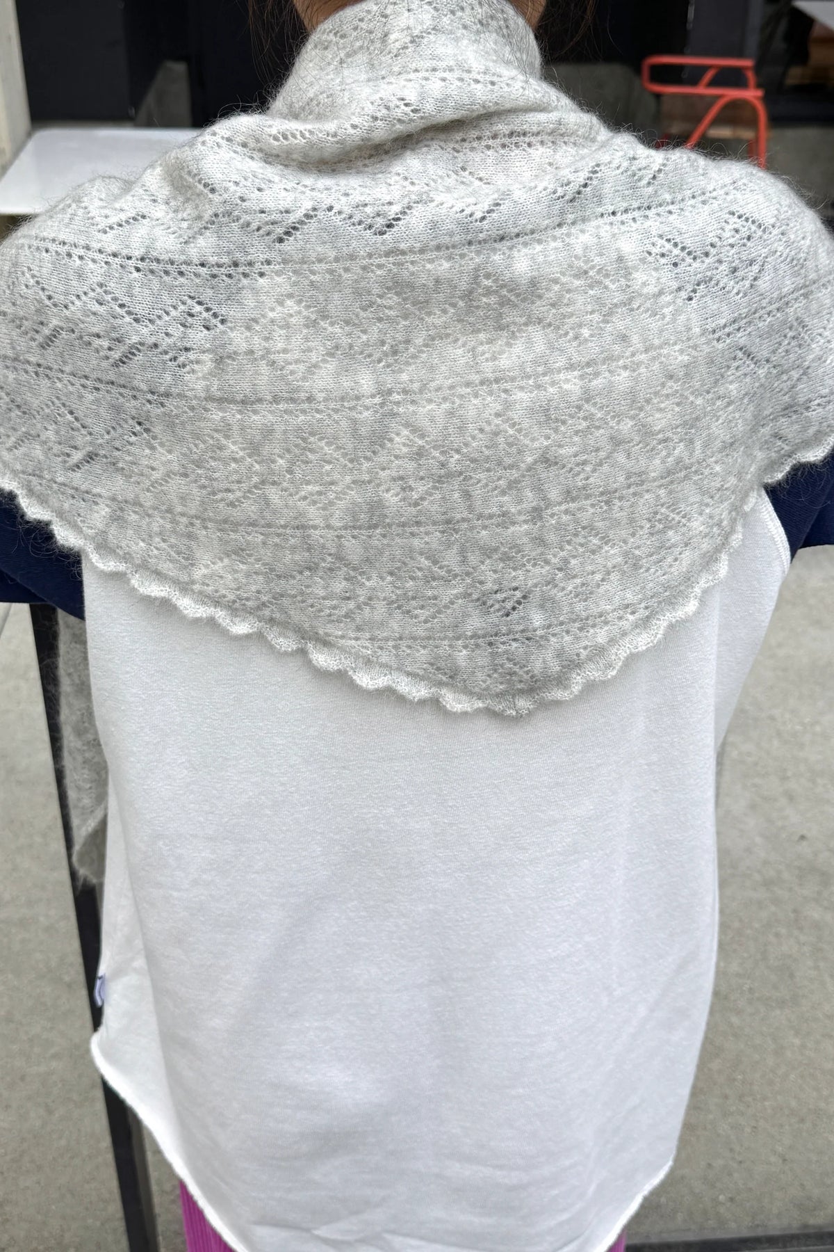 Monhair Pointelle Shawl