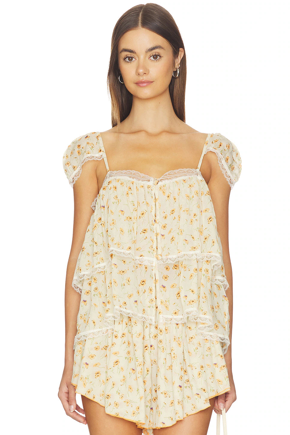 Lace Trim Babydoll Top