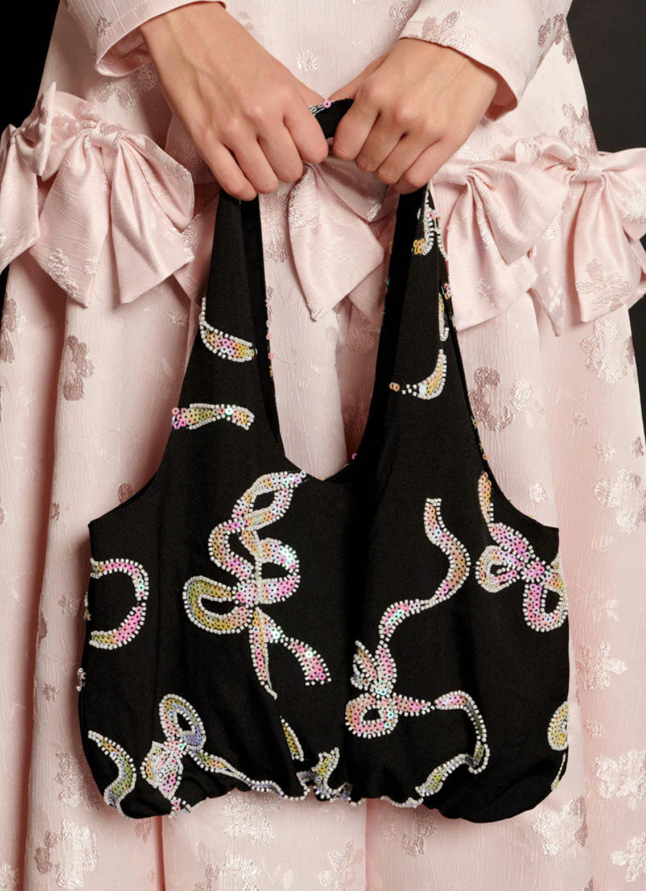 Ripple Bow Embellished Bag