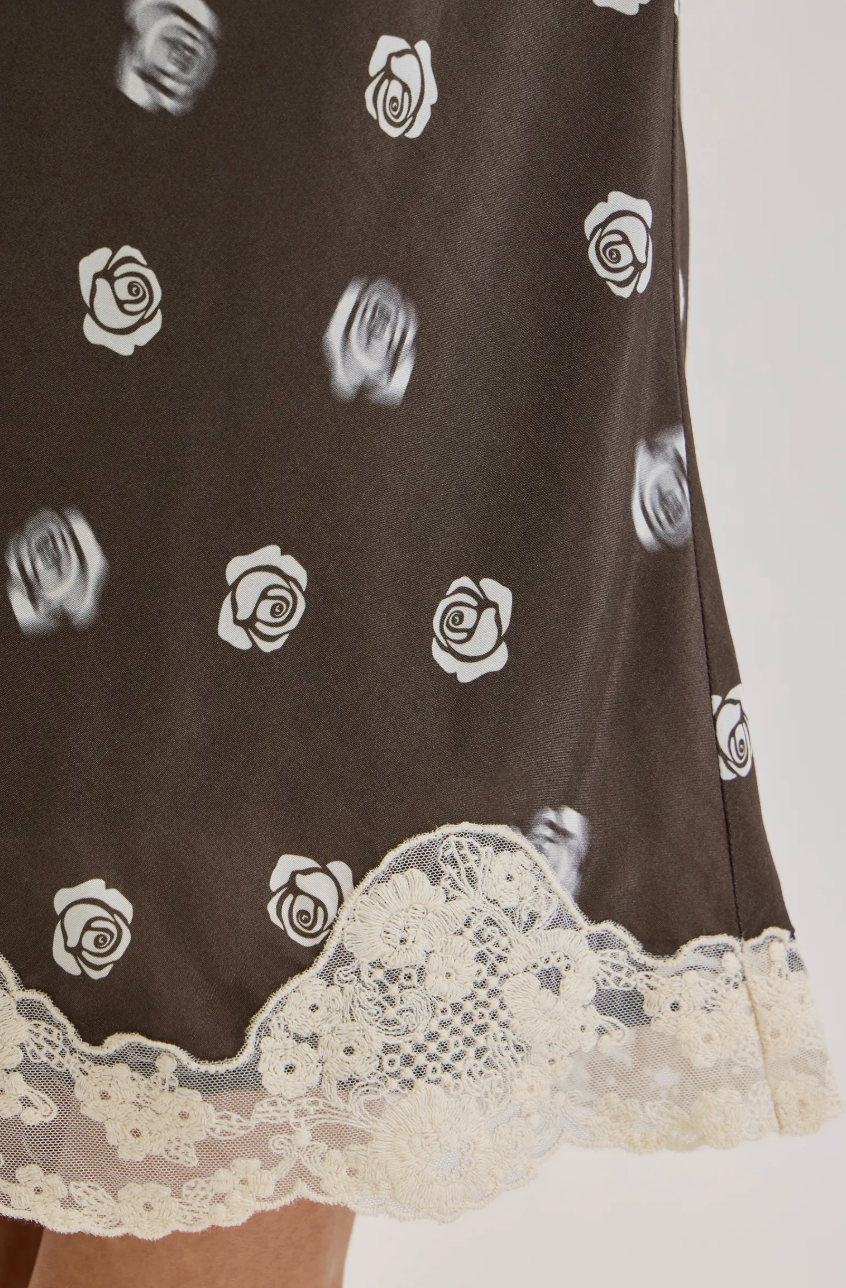 Rose Print Midi Skirt