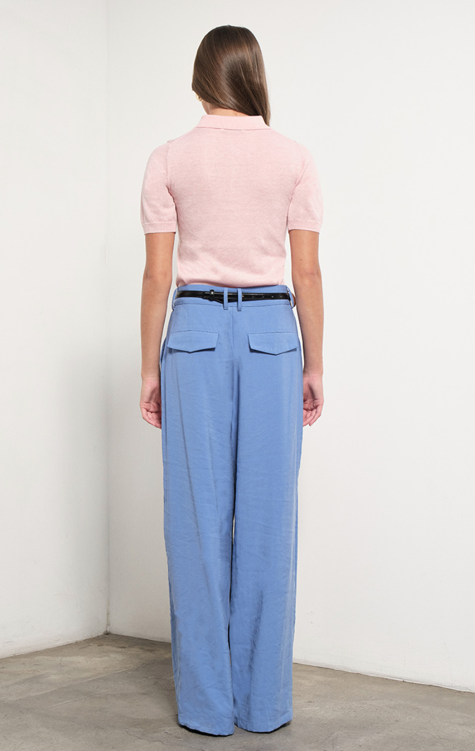 Short Sleeve Polo Knit Top