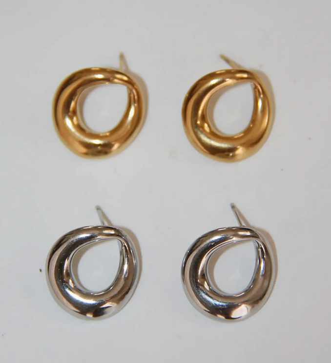 Orbit Organic Circle Stainless Steel Stud Earrings