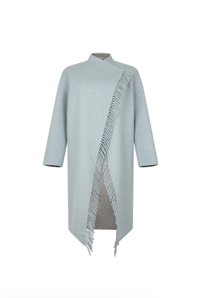 Asymmetric Coat with Fringe