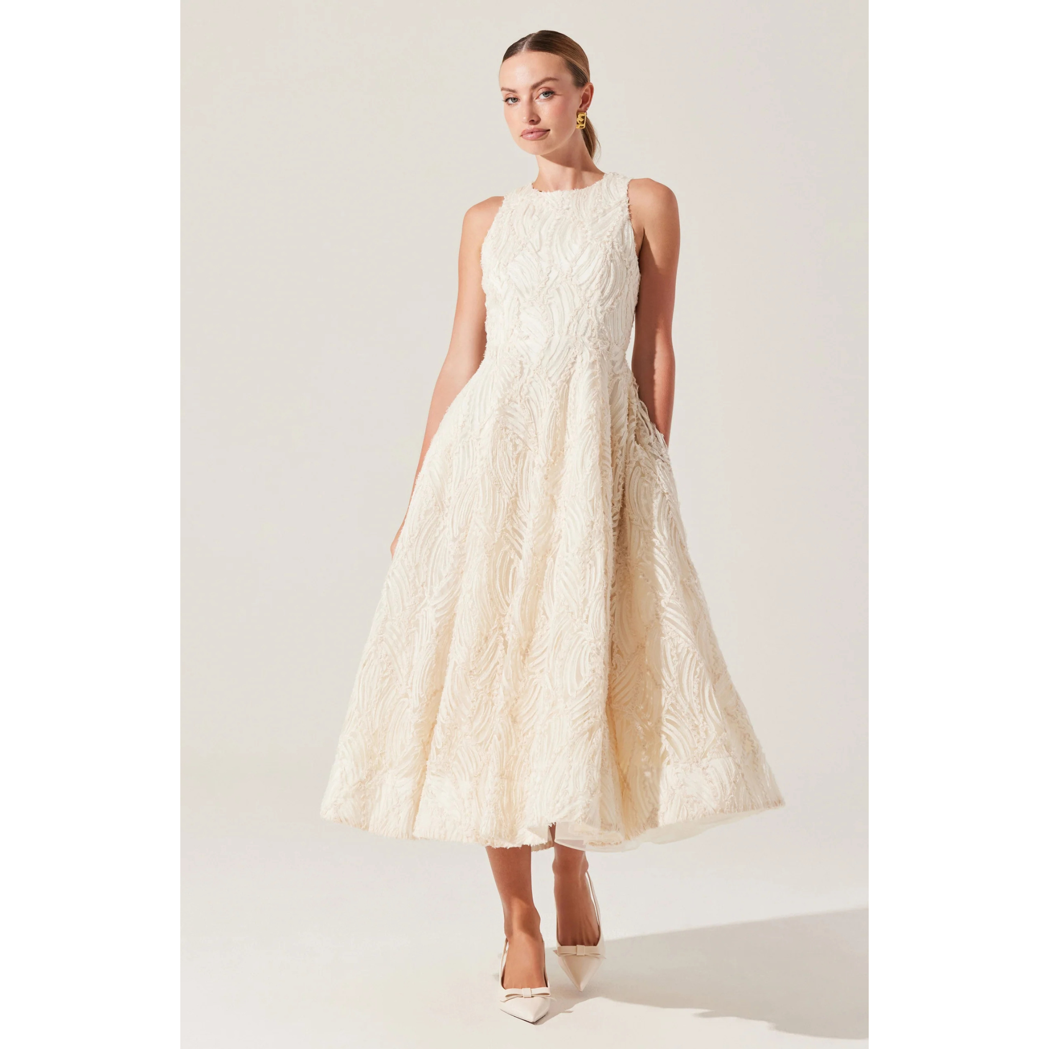 ASTR Cream Midi Dress