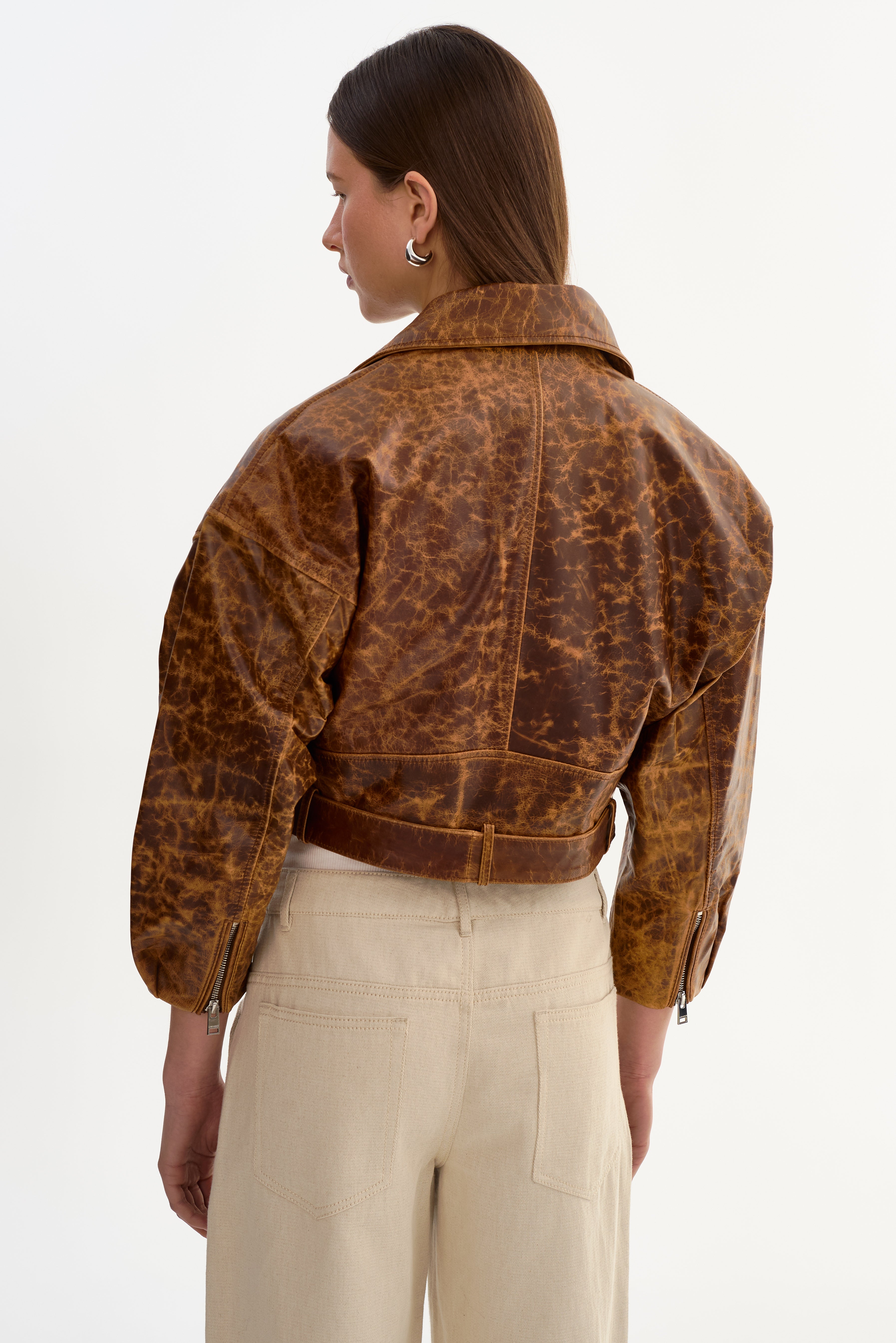 Vinnie Leather Cropped Biker Jacket