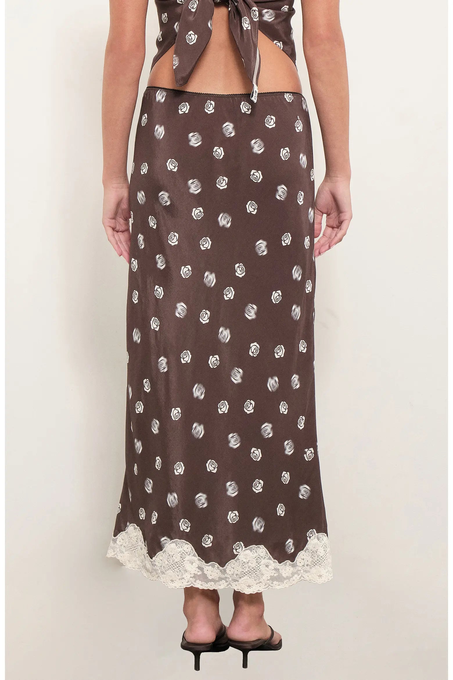 Rose Print Midi Skirt
