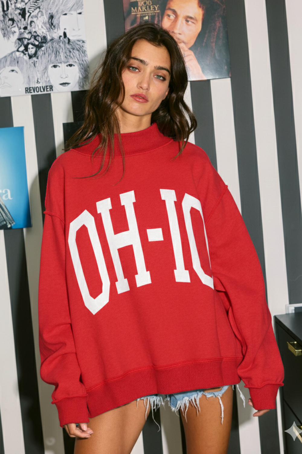 'OH-IO & OH' Reversible Mockneck Sweatshirt