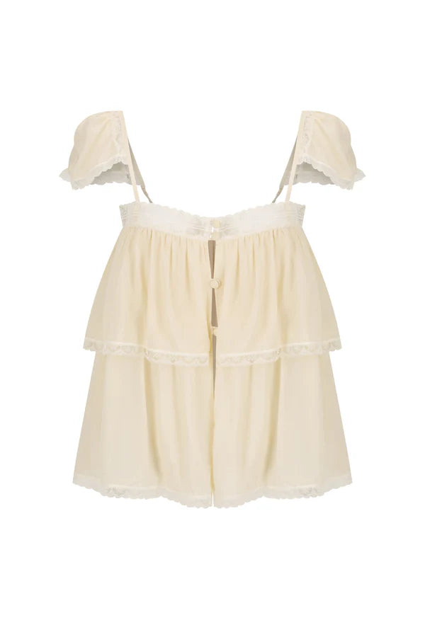 Lace Trim Babydoll Top