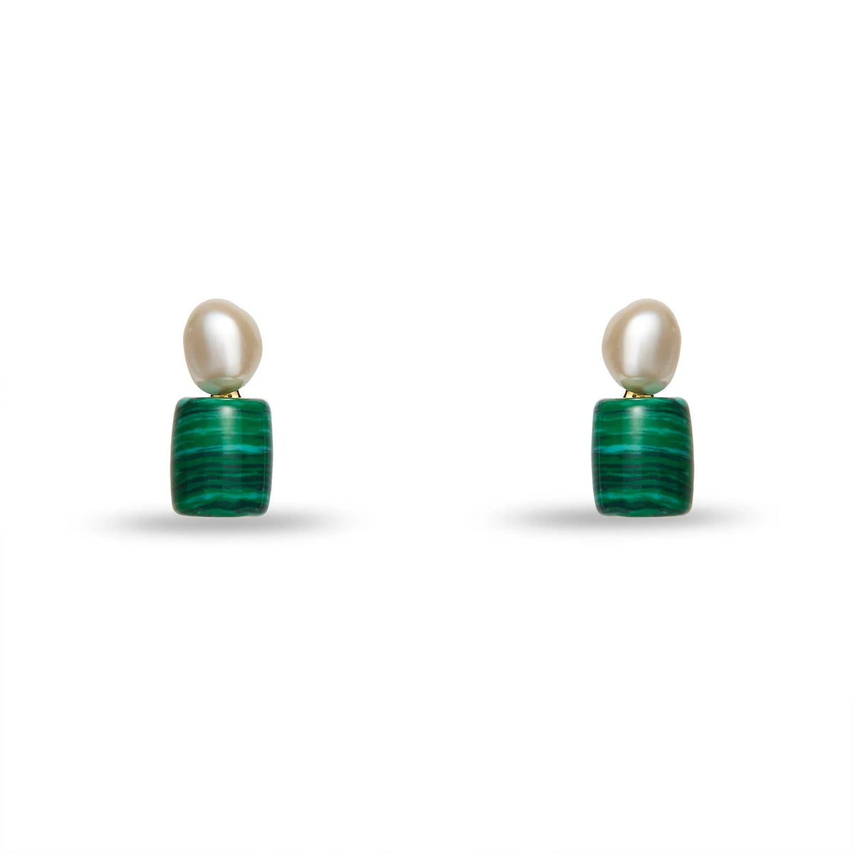 Malachite Pebble Stud Earrings
