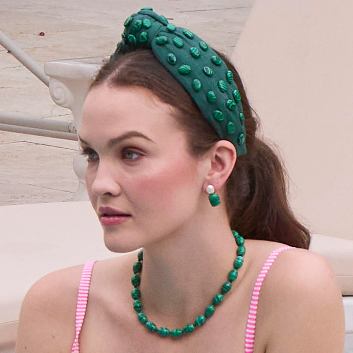 Malachite Pebble Stud Earrings