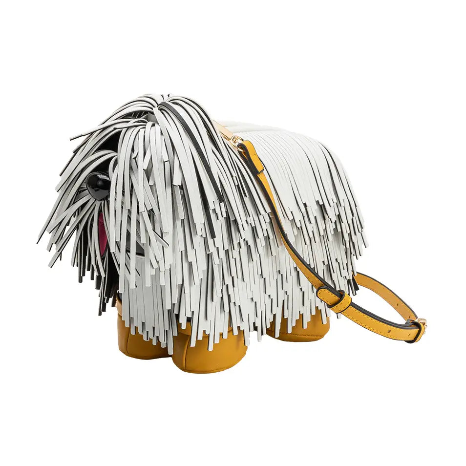 Shaggy Dog White Vegan Leather Crossbody