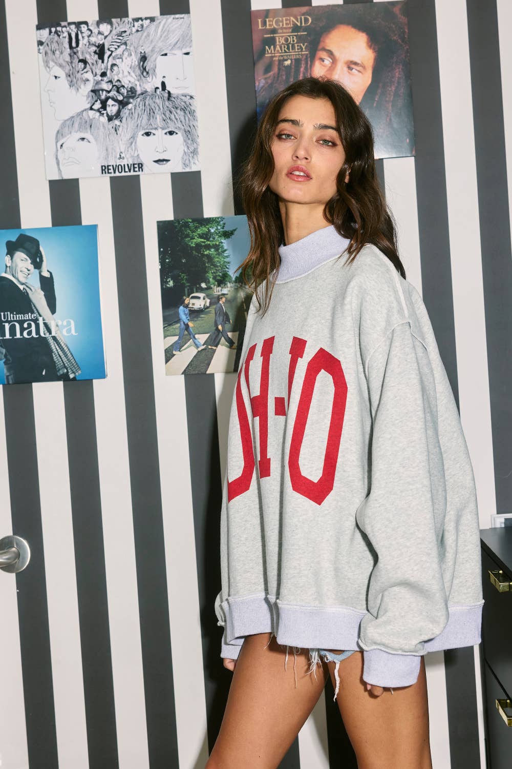 'OH-IO & OH' Reversible Mockneck Sweatshirt