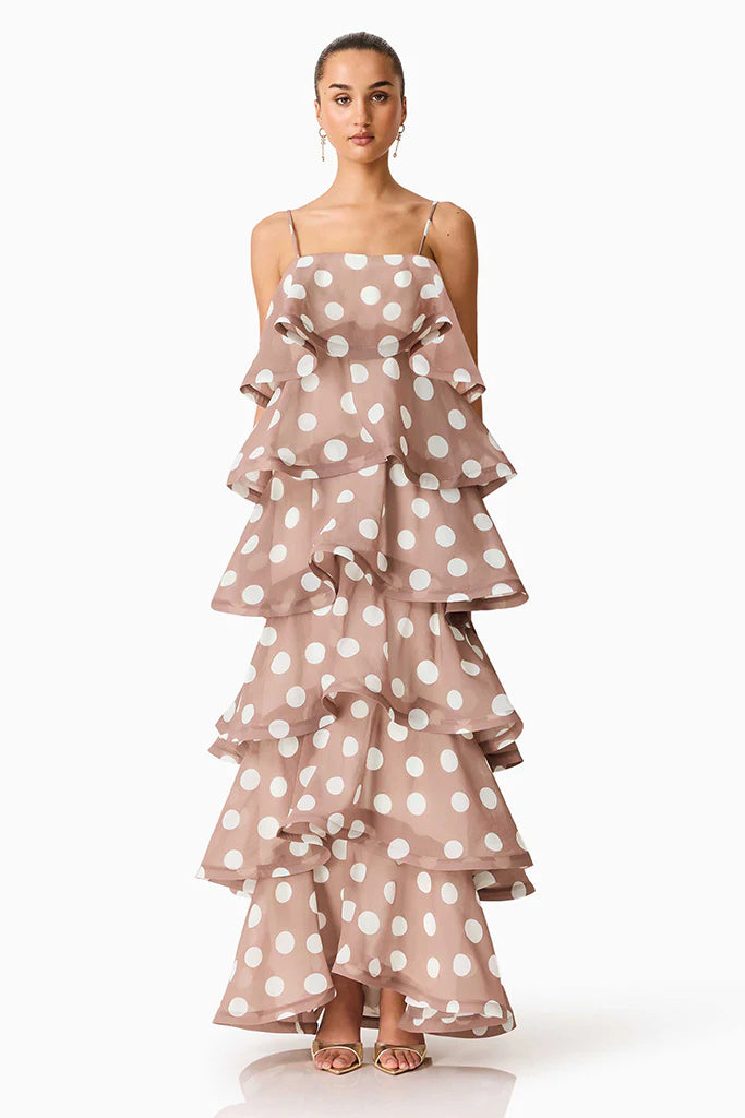 Sola Polkadot Tiered Maxi Dress