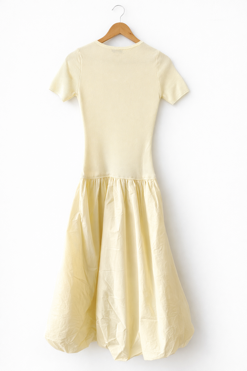 Short Sleeve Crewneck Bubble Midi Dress