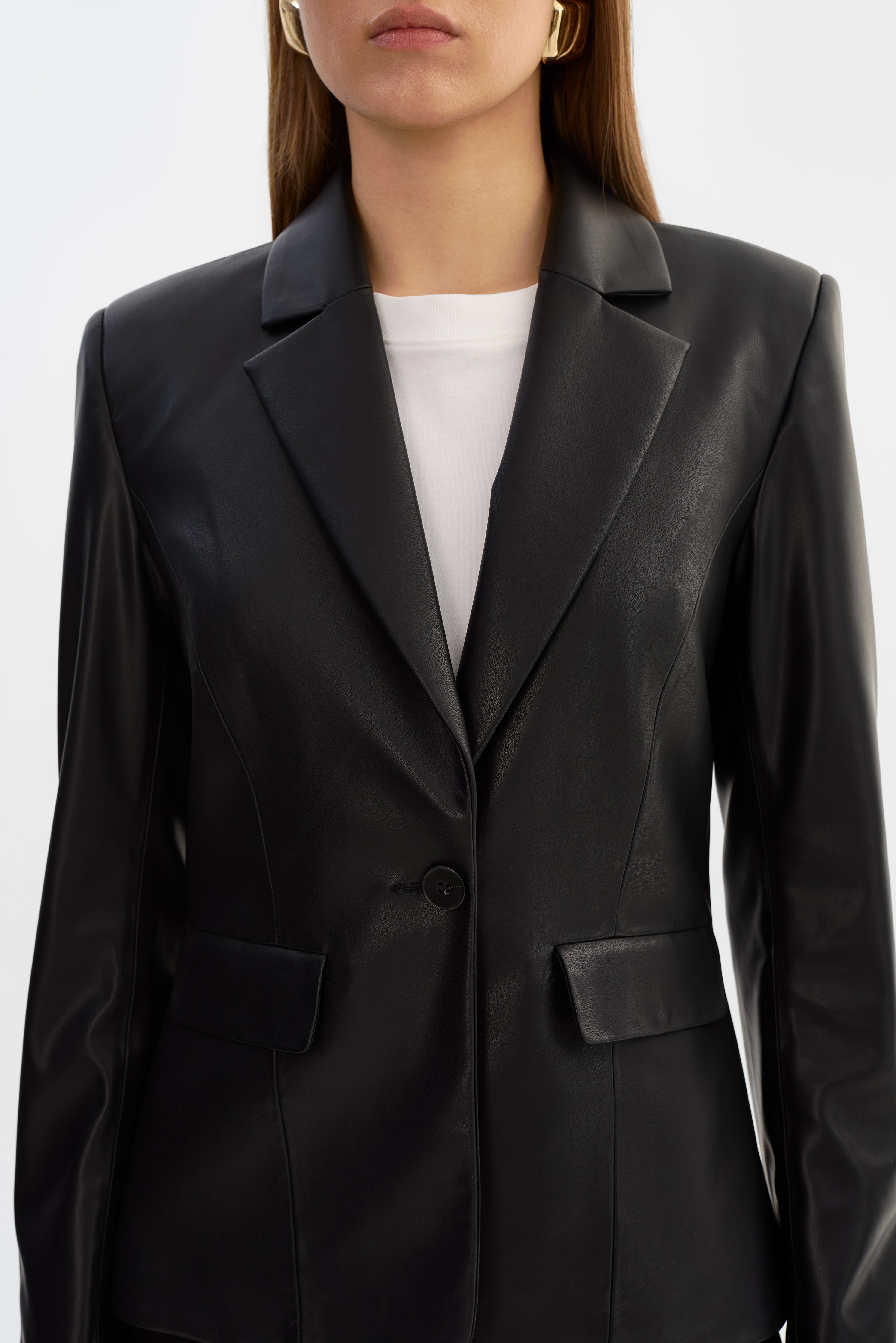 Davie Faux Leather Blazer