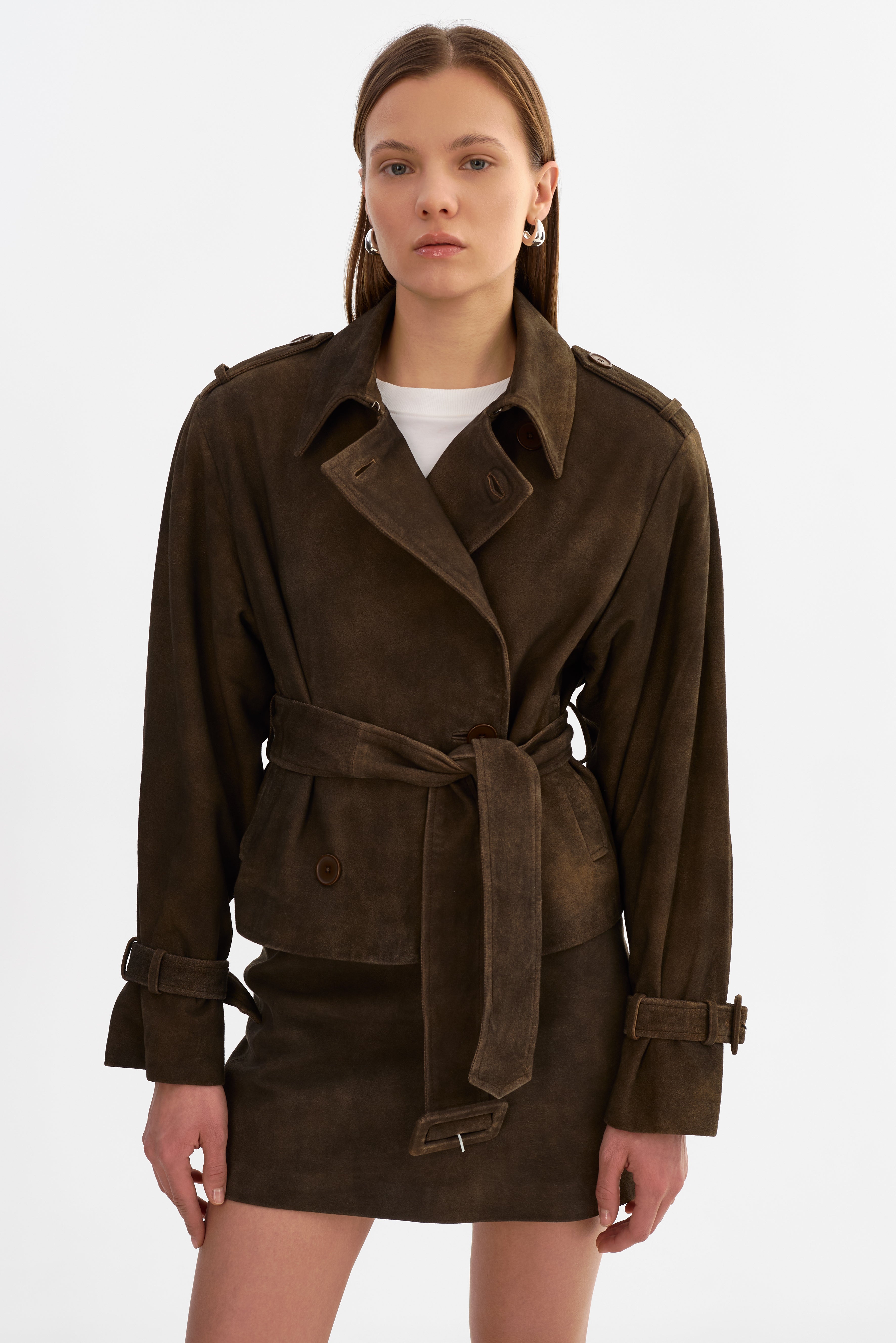Dhana Short Suede Trench Coat