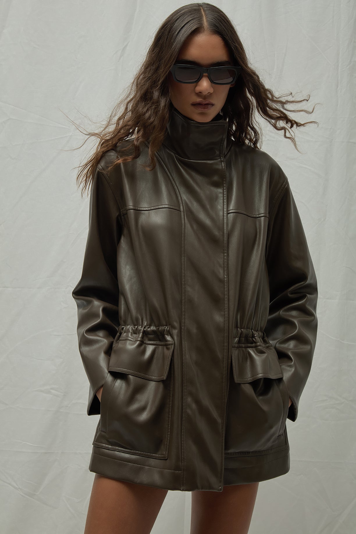 Edie Sans Leather Parka