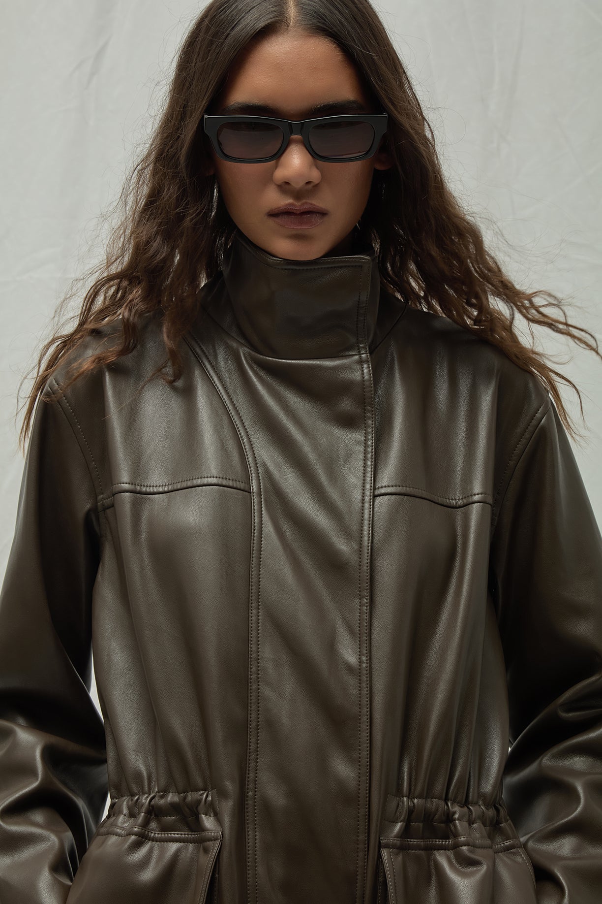 Edie Sans Leather Parka