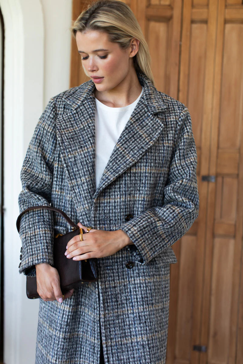 Emerson Layering Wooly Plaid Maxi Coat
