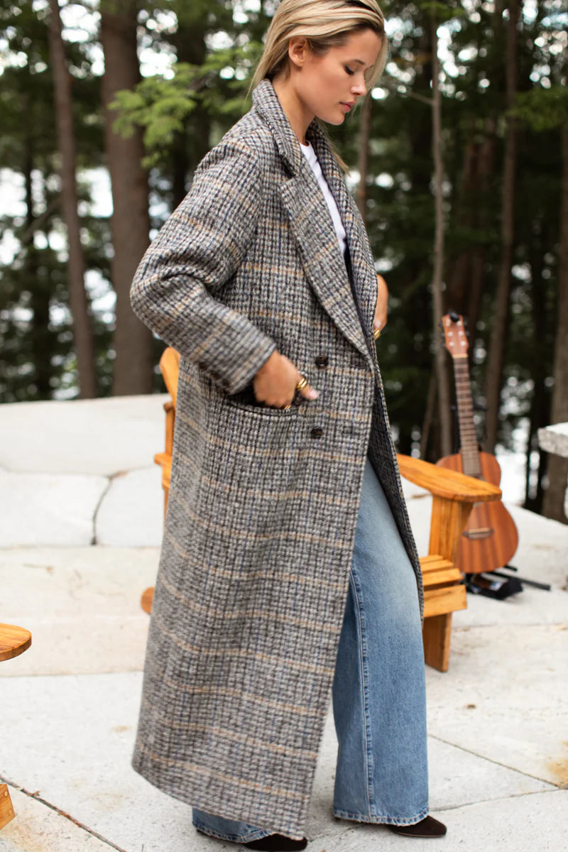 Emerson Layering Wooly Plaid Maxi Coat