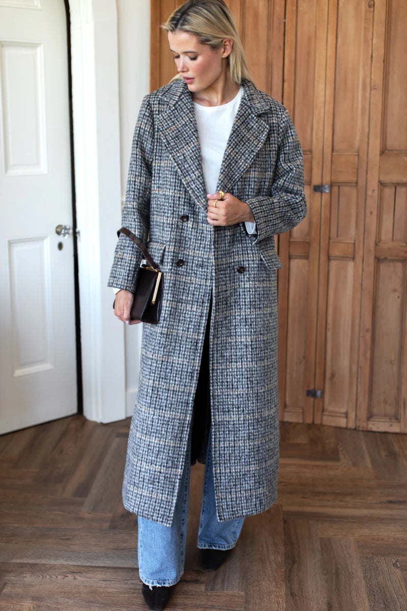 Emerson Layering Wooly Plaid Maxi Coat