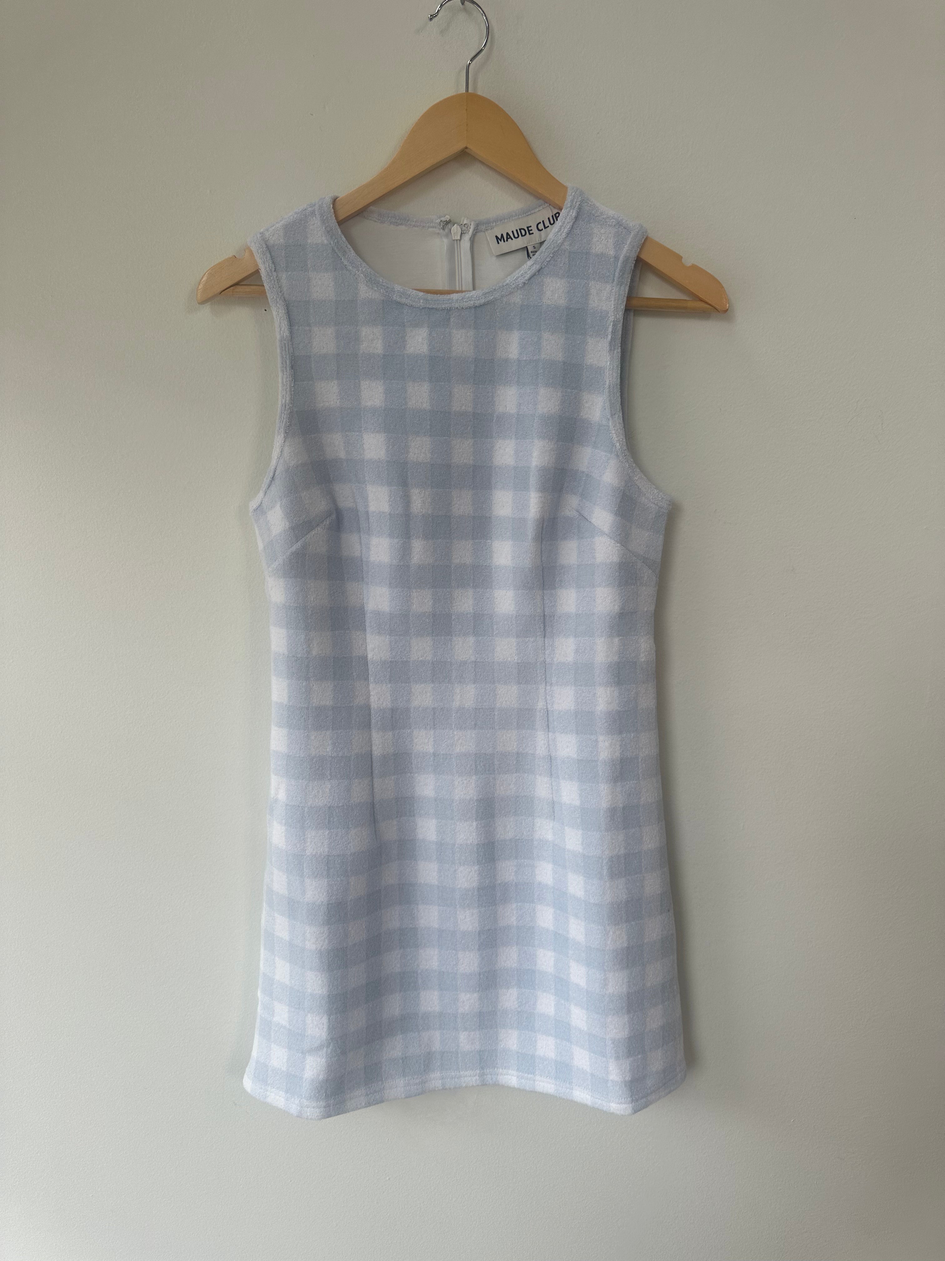Terry Cloth Gingham Shift Dress