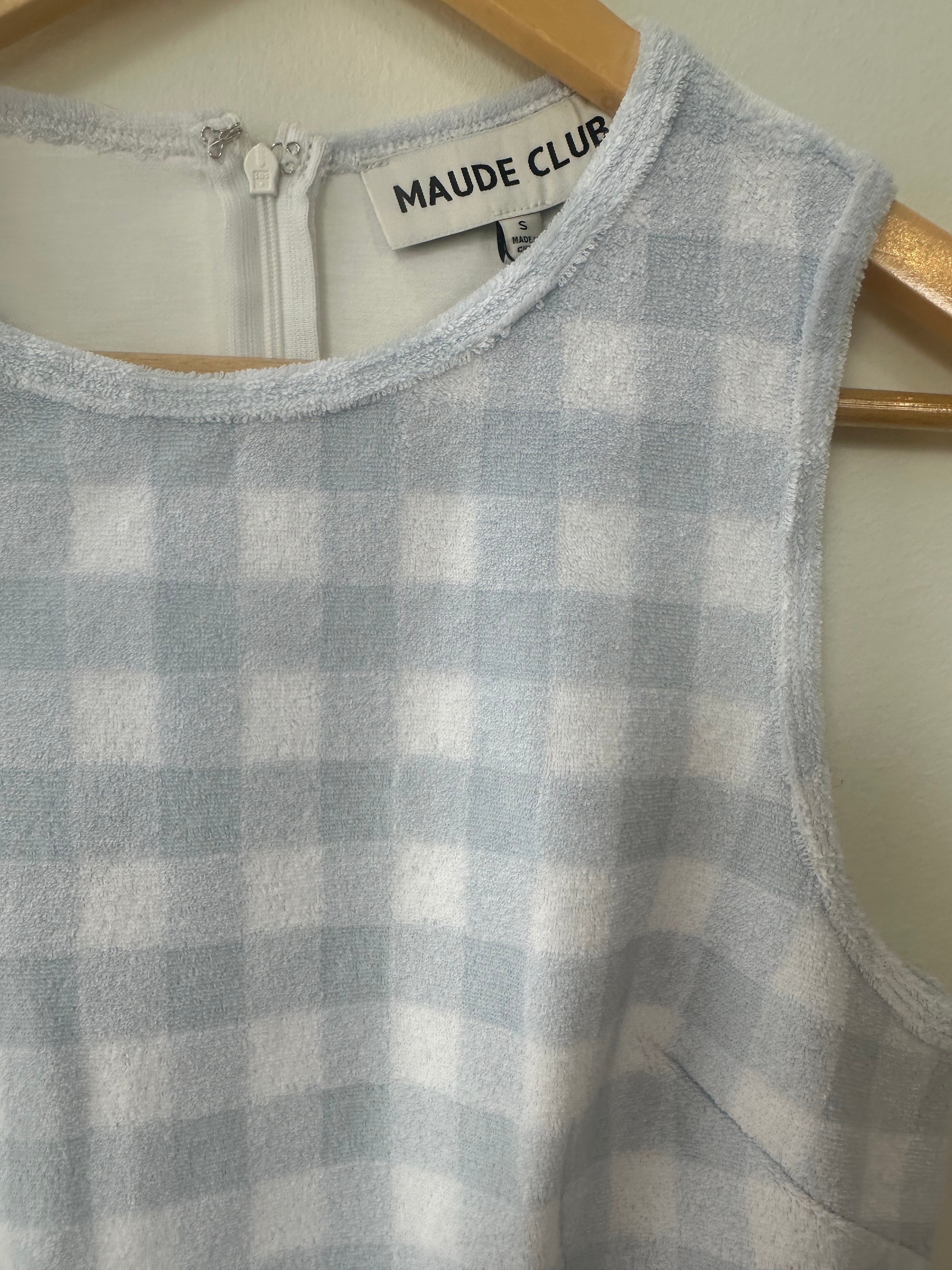 Terry Cloth Gingham Shift Dress