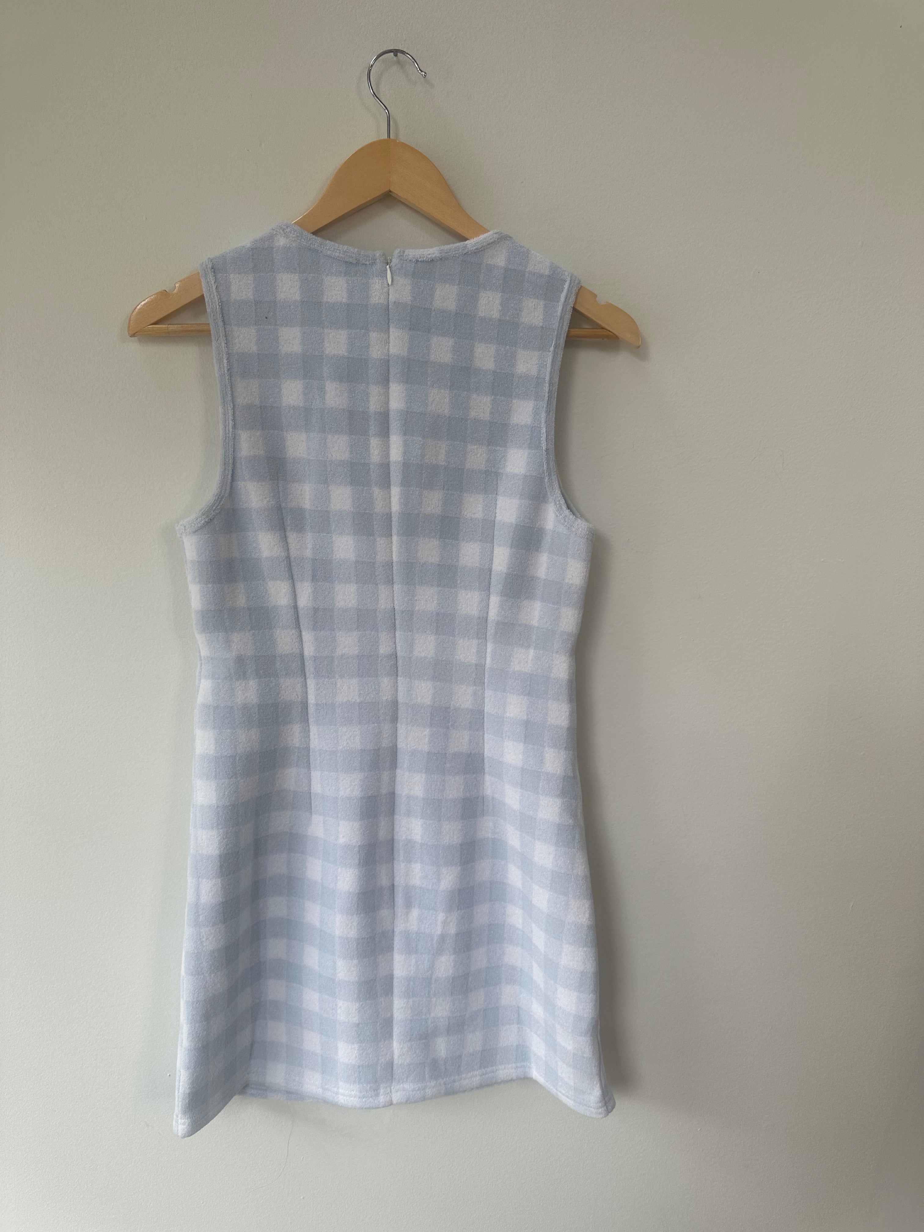 Terry Cloth Gingham Shift Dress