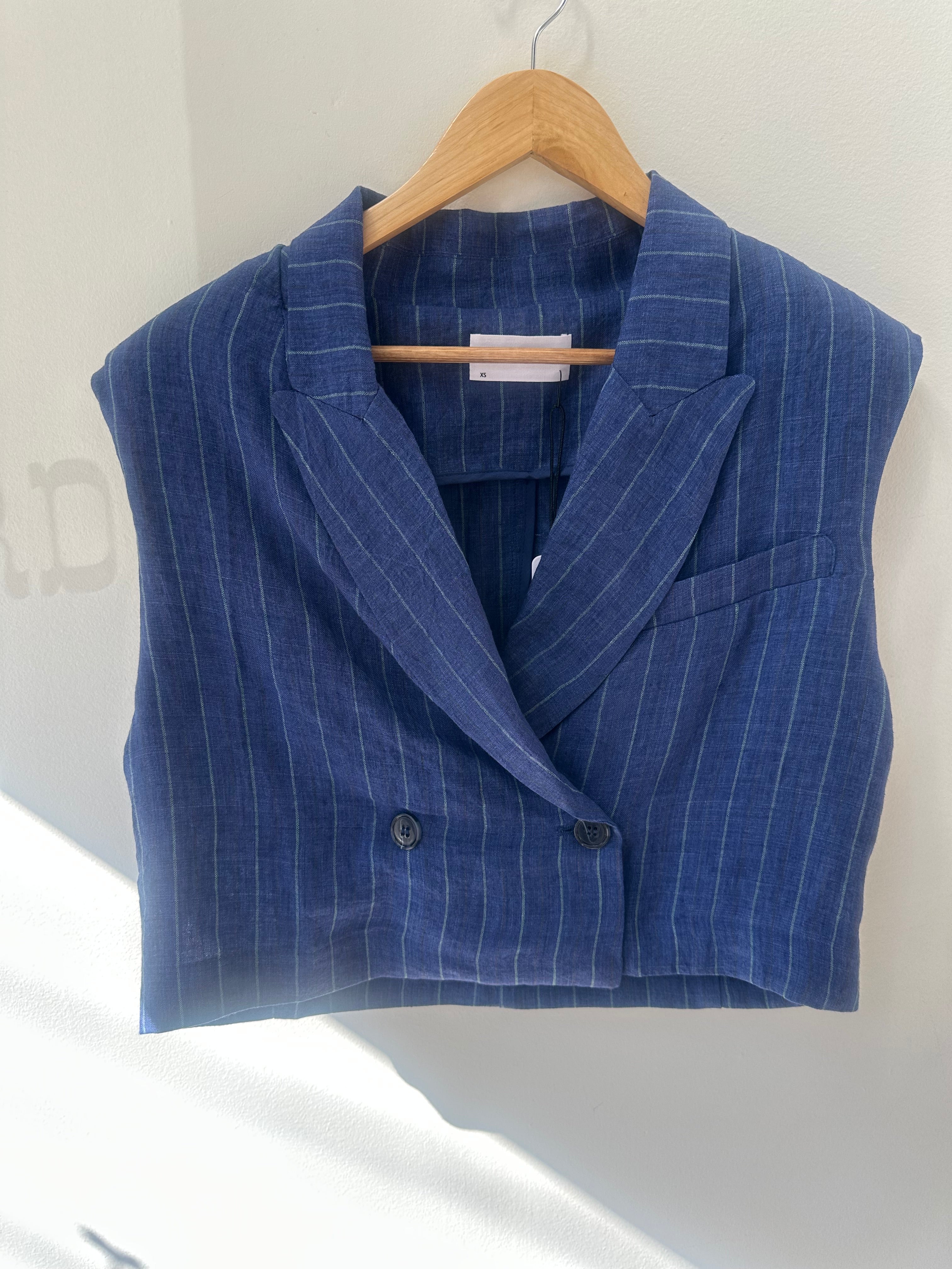 Alessa Crop Linen Blazer Vest