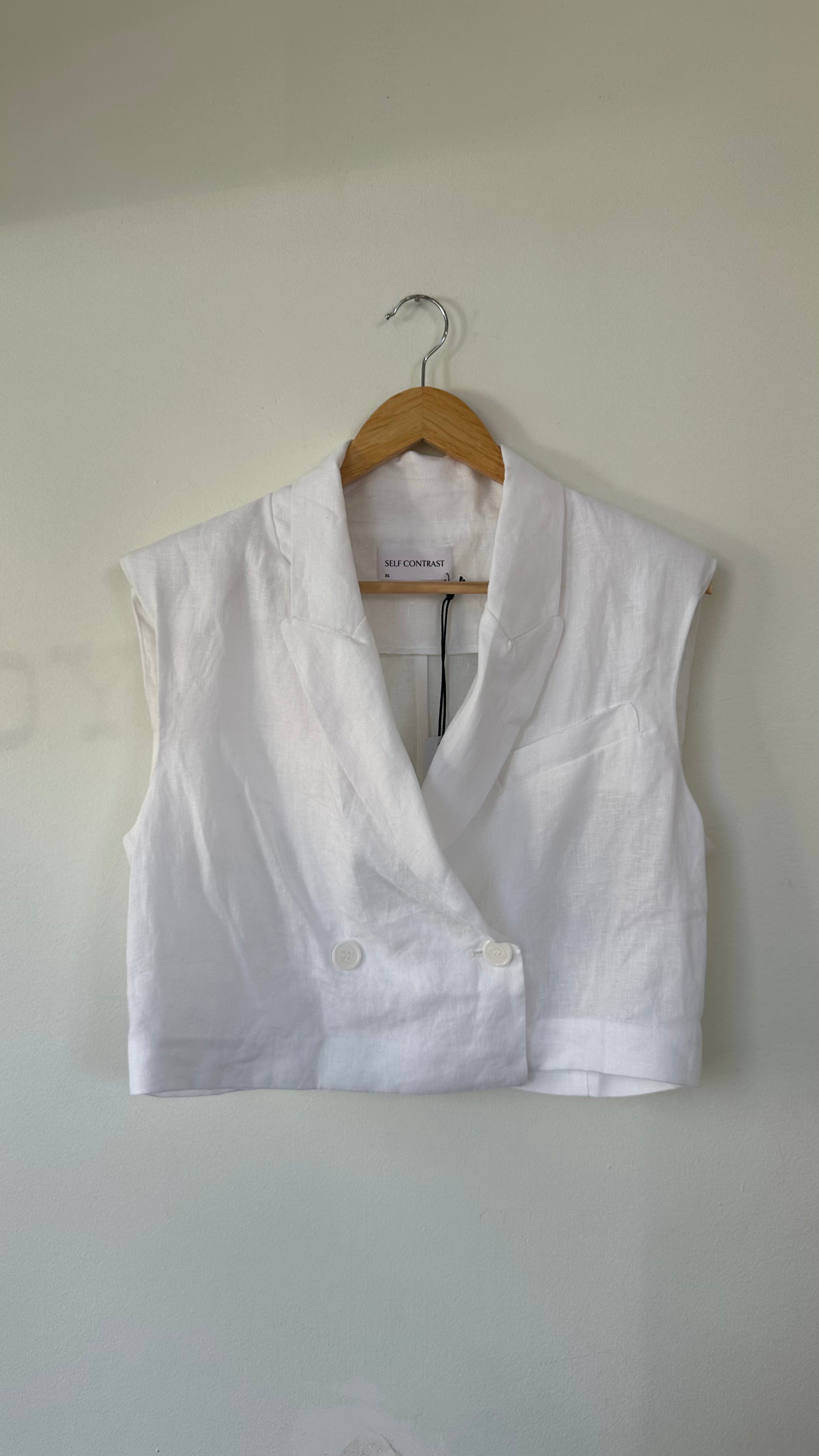 Alessa Crop Linen Blazer Vest