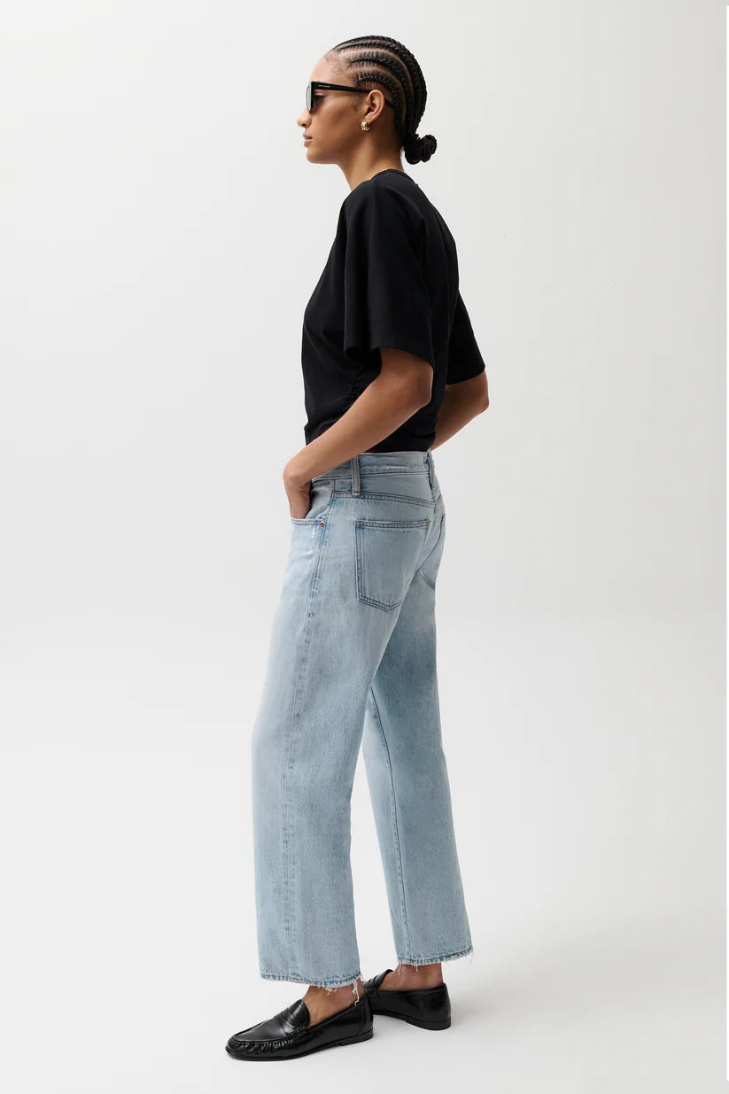 Lexi Mid Rise Bowed Straight Denim