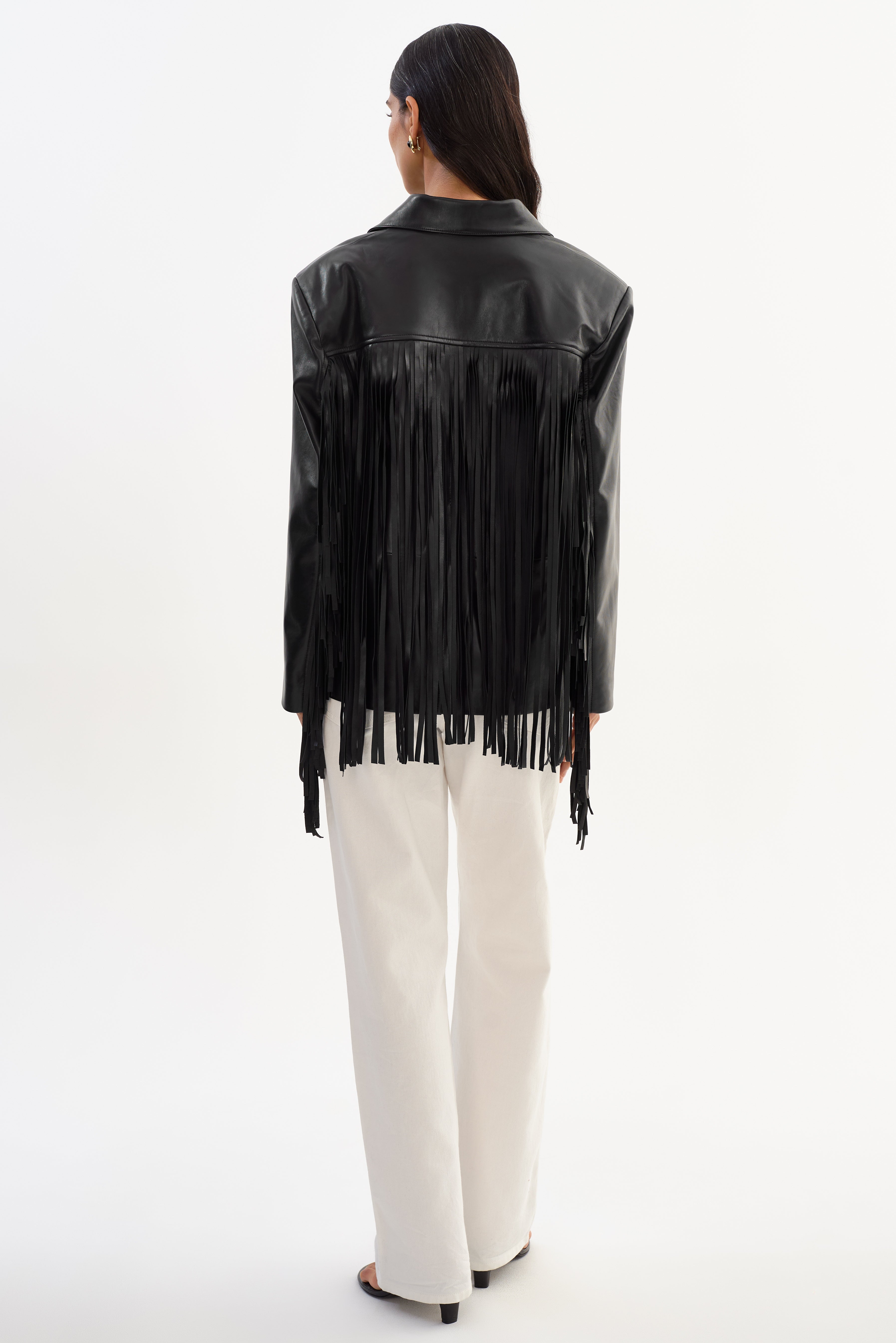 Rianne Black Leather Fringe Jacket