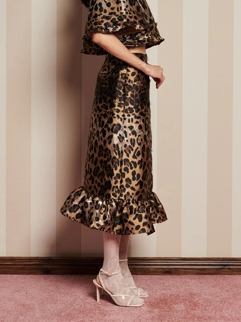 Suite Leopard Jacquard Skirt