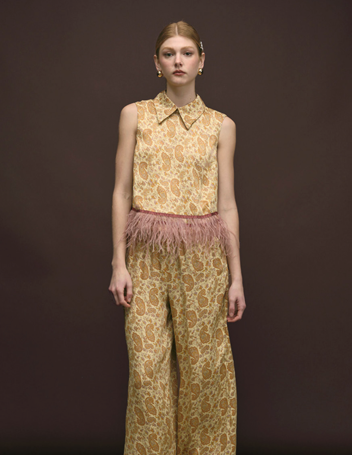 Paisley Print Collar Top