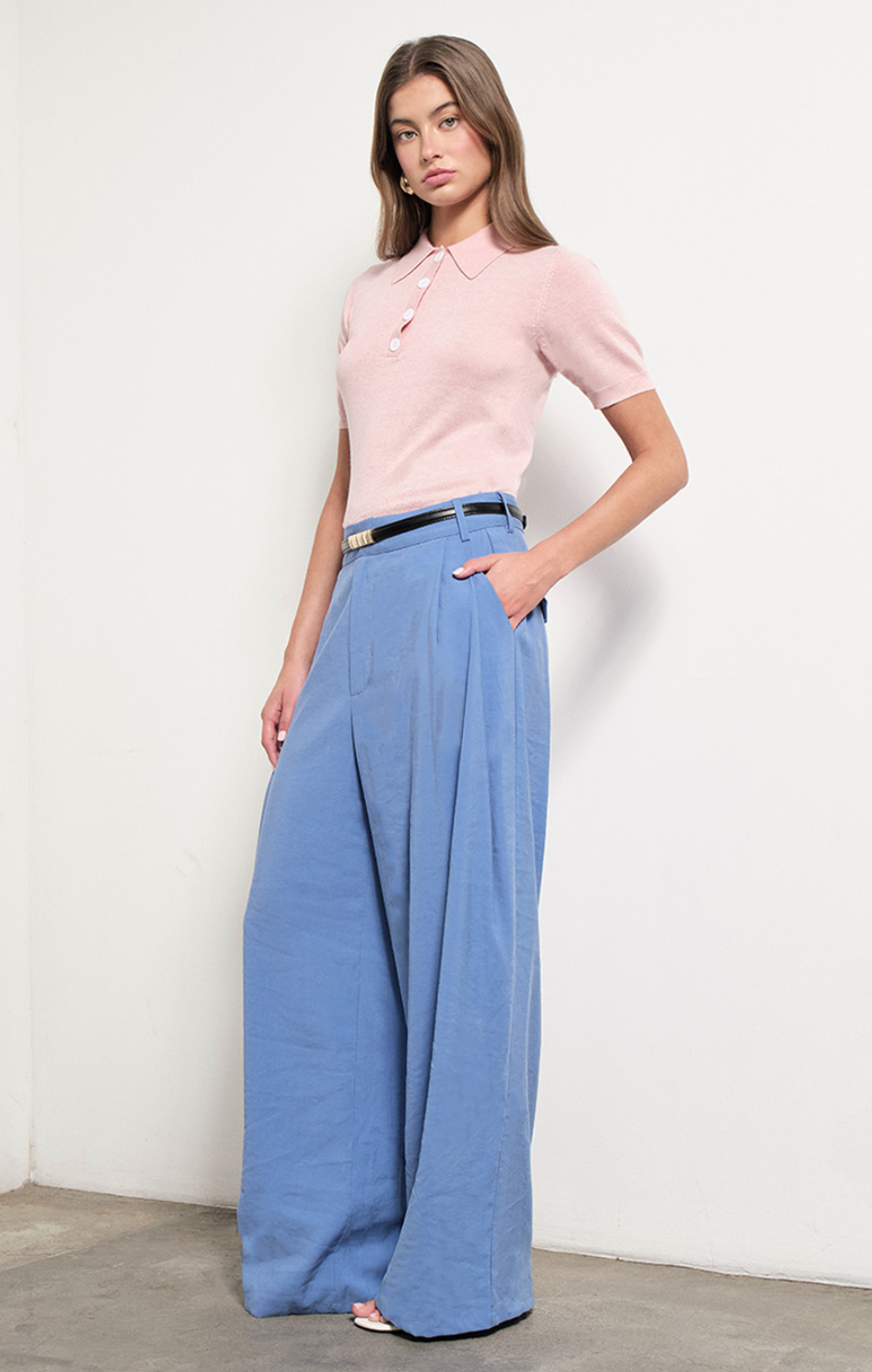 Short Sleeve Polo Knit Top
