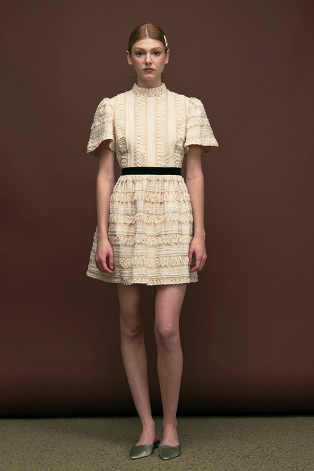 Embroidered Stripe Full Dress