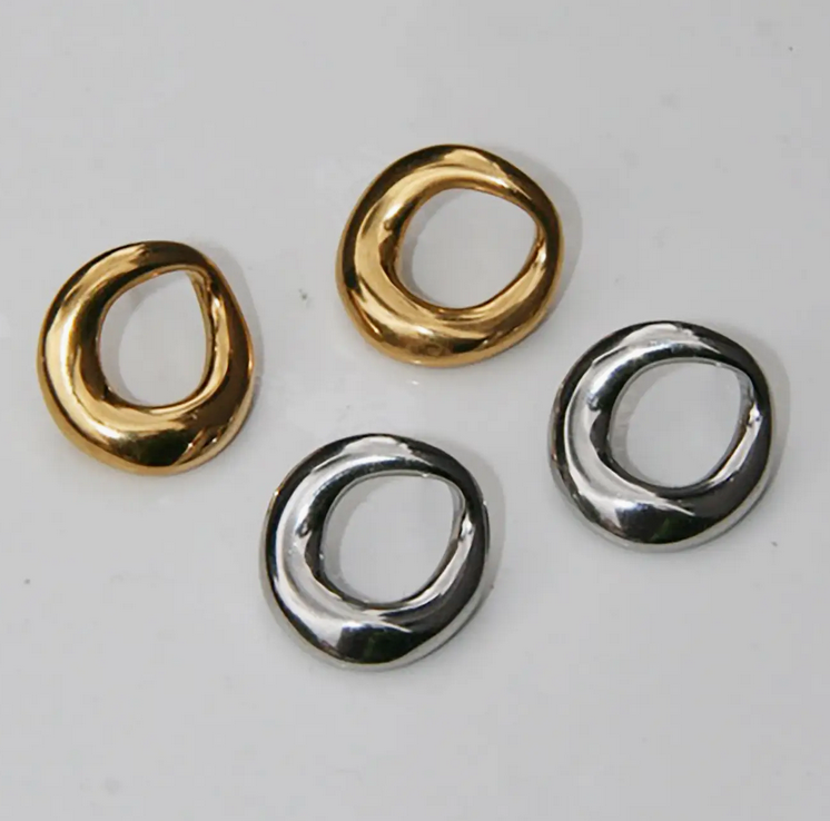 Orbit Organic Circle Stainless Steel Stud Earrings