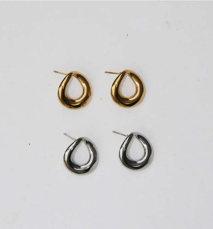 Orbit Organic Circle Stainless Steel Stud Earrings